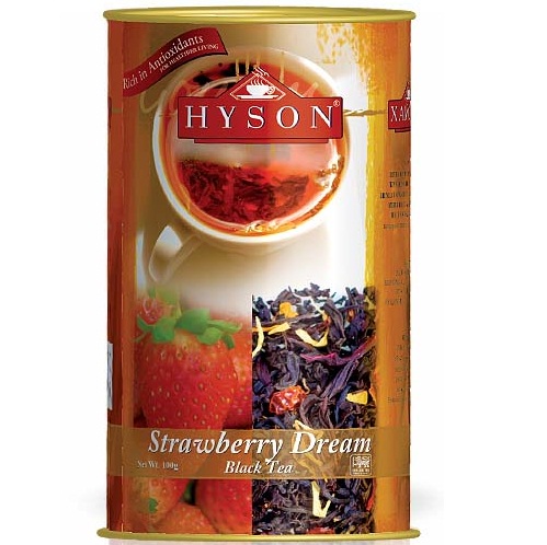 Чай чорний Hyson Strawberry Dream Flavoured Ceylon Black Tea (Полунична мрія), цейлонський, 100 г