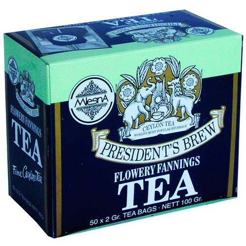 Чай Mlesna Presidents Brew Pure Ceylon Black Tea (Президентс Брю), цейлонский, пакетированный, 50 х 2 г, 100 г