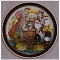 Декоративная тарелка Криниця, глина, ручная роспись, ручная лепка
