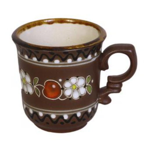 Керамічна кавова чашка "Ромашка-вишня", ручний розпис, 100 мл