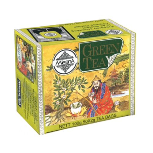 Чай Mlesna Green Зеленый в пакетиках, цейлонский, пакетированный, 50 х 2 г