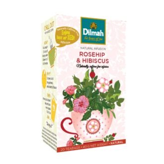Чай трав'яний Dilmah Rosehip Hibiscus Herbal Tea (Гібіскус Шипшина), цейлонський, пакетований, 20 х 1,5 г, 30 г