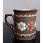 Керамічна чайна чашка "Ромашка-вишня" ручний розпис, Україна, 300 мл