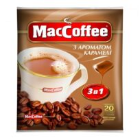 Кава MacCoffee розчинний напій Caramel (Карамель) 3 в 1, в пакетиках, 20x18 г, 360 г, Україна