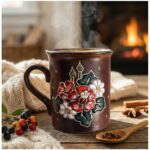 Керамічна чайна чашка "Маки", ручний розпис