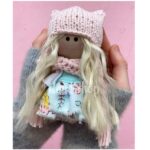 Лялька-брелок дитяча іграшкова "Кудрява блондинка в сукні", сувенір, 11см, Україна