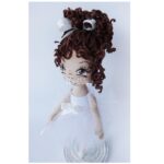 Лялька на підставці "Балерина в білосніжному образі", текстиль, 22см