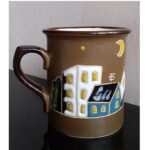 Керамічна чайна чашка "Місто", ручний розпис, 300 мл